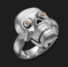 AMBROSINI JEWELS - 925 SILVER RING skull white finish size 13