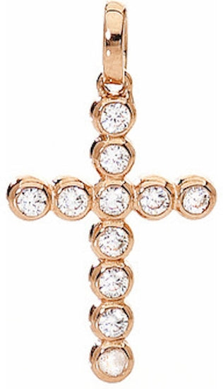 AMEN Mod. SMALL CROSS Silver IP Rose Gold and Zirconia
