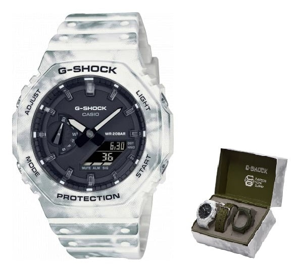 Casio G Shock Oak Alpine Camo Special Series Edt. Snow Camouflage + Extra Case &amp; Strap **Special Offer*** Men's Watch