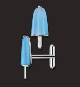 AMBROSINI JEWELS -  GEMELLI ARGENTO 925�� ghiacciolo finitura bianca pietra azzurra