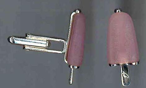 AMBROSINI JEWELS -  GEMELLI ARGENTO 925�� ghiacciolo finitura bianca pietra rosa