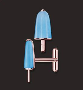 AMBROSINI JEWELS -  GEMELLI ARGENTO 925�� ghiacciolo finitura ros�� pietra azzurra