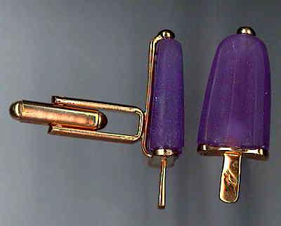 AMBROSINI JEWELS -  GEMELLI ARGENTO 925�� ghiacciolo finitura ros�� pietra viola