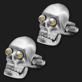 AMBROSINI JEWELS - 925 SILVER CUFFLINKS large skull white finish