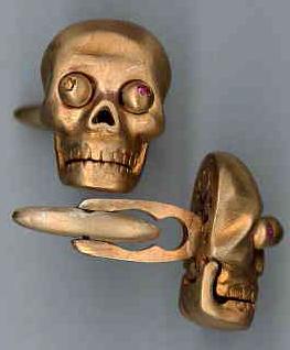 AMBROSINI JEWELS - 925 SILVER CUFFLINKS large skull rose finish