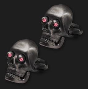 AMBROSINI JEWELS - 925 SILVER CUFFLINKS large skull burnished finish