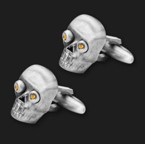 AMBROSINI JEWELS - 925 SILVER CUFFLINKS small skull white finish