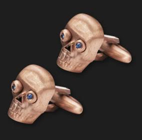 AMBROSINI JEWELS - 925 SILVER CUFFLINKS small skull rose finish