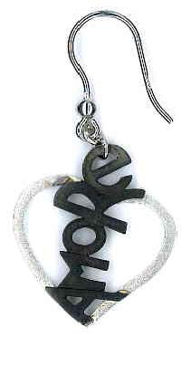 AMBROSINI JEWELS - 925 SILVER EARRINGS heart white satin finish burnished writing