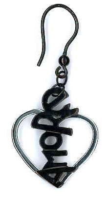 AMBROSINI JEWELS - 925 SILVER EARRINGS heart polished white finish burnished writing