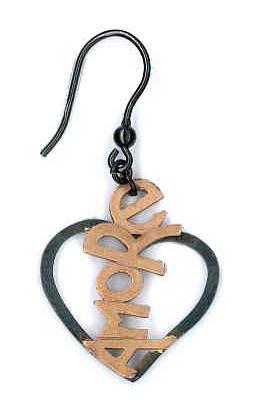 AMBROSINI JEWELS - 925 SILVER EARRINGS heart burnished satin finish pink writing