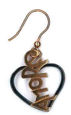 AMBROSINI JEWELS - 925 SILVER EARRINGS heart polished burnished finish pink writing