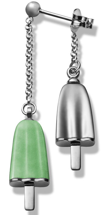 AMBROSINI JEWELS -  ORECCHINI doppi ARGENTO 925�� ghiacciolo finitura bianca pietra verde
