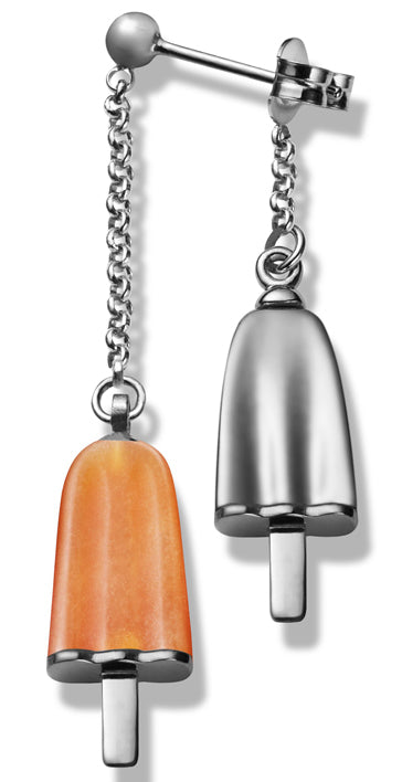 AMBROSINI JEWELS -  ORECCHINI doppi ARGENTO 925�� ghiacciolo finitura bianca pietra arancio