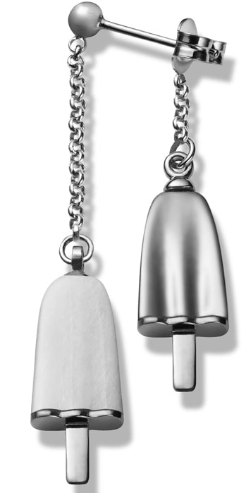 AMBROSINI JEWELS -  ORECCHINI doppi ARGENTO 925�� ghiacciolo finitura bianca pietra bianca