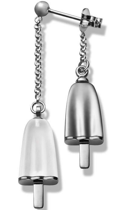 AMBROSINI JEWELS -  ORECCHINI doppi ARGENTO 925�� ghiacciolo finitura bianca pietra ghiaccio
