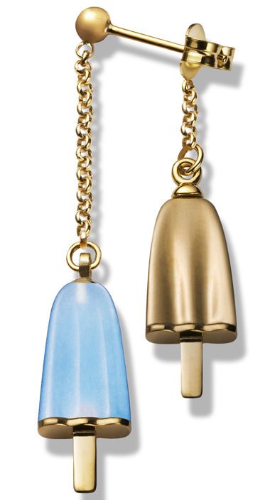 AMBROSINI JEWELS -  ORECCHINI doppi ARGENTO 925�� ghiacciolo finitura ros�� pietra azzurra