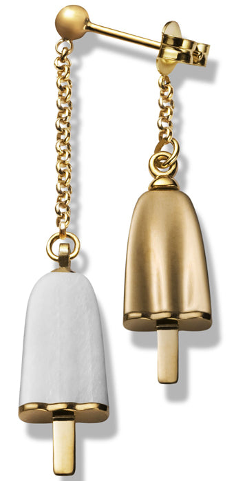 AMBROSINI JEWELS -  ORECCHINI doppi ARGENTO 925�� ghiacciolo finitura ros�� pietra bianca