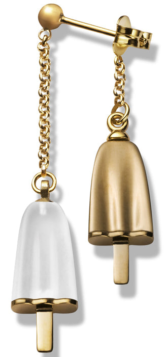 AMBROSINI JEWELS -  ORECCHINI doppi ARGENTO 925�� ghiacciolo finitura ros�� pietra ghiaccio