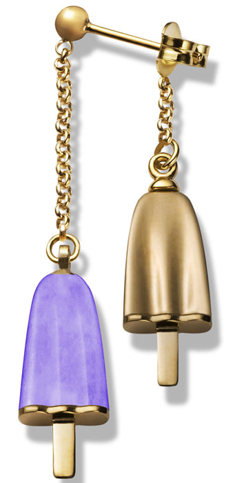 AMBROSINI JEWELS -  ORECCHINI doppi ARGENTO 925�� ghiacciolo finitura ros�� pietra viola