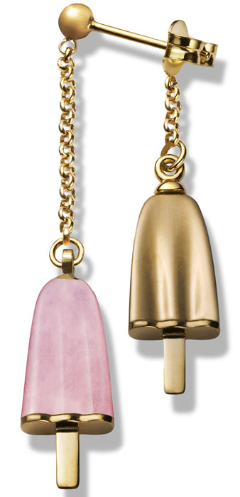 AMBROSINI JEWELS -  ORECCHINI doppi ARGENTO 925�� ghiacciolo finitura ros�� pietra rosa