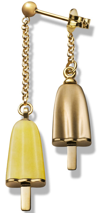 AMBROSINI JEWELS -  ORECCHINI doppi ARGENTO 925�� ghiacciolo finitura ros�� pietra gialla