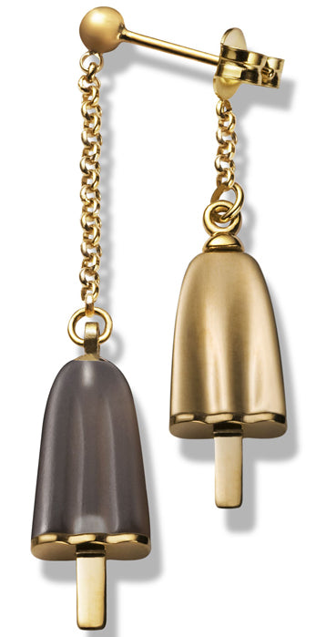 AMBROSINI JEWELS -  ORECCHINI doppi ARGENTO 925�� ghiacciolo finitura ros�� pietra marrone