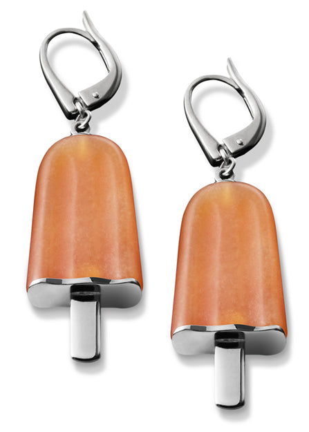 AMBROSINI JEWELS -  ORECCHINI ARGENTO 925��  ghiacciolo finitura bianca pietra arancio medi (21x14 mm)