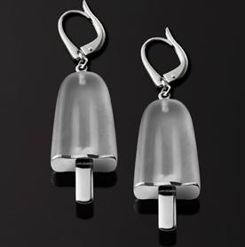 AMBROSINI JEWELS -  ORECCHINI ARGENTO 925��  ghiacciolo finitura bianca pietra ghiaccio medi (21x14 mm)
