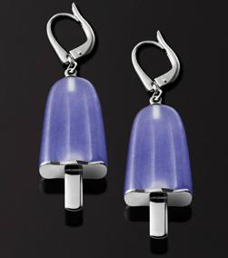 AMBROSINI JEWELS -  ORECCHINI ARGENTO 925��  ghiacciolo finitura bianca pietra viola medi(21x14 mm)