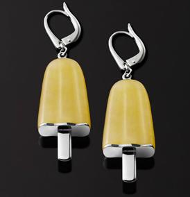 AMBROSINI JEWELS -  ORECCHINI ARGENTO 925��  ghiacciolo finitura bianca pietra gialla medi (21x14 mm)
