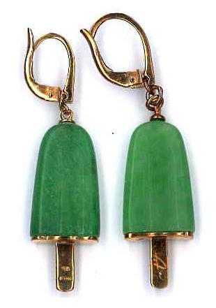 AMBROSINI JEWELS -  ORECCHINI ARGENTO 925��  ghiacciolo finitura ros�� pietra verde medi (21x14 mm)