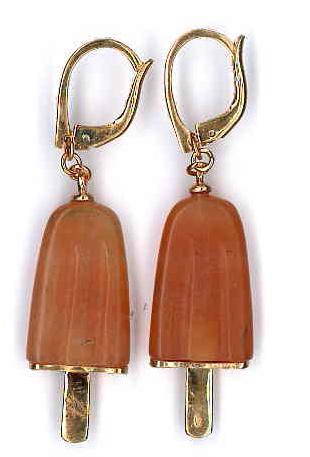 AMBROSINI JEWELS -  ORECCHINI ARGENTO 925��  ghiacciolo finitura ros�� pietra arancio medi (21x14 mm)