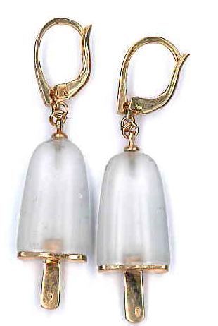 AMBROSINI JEWELS -  ORECCHINI ARGENTO 925��  ghiacciolo finitura ros�� pietra ghiaccio medi (21x14 mm)