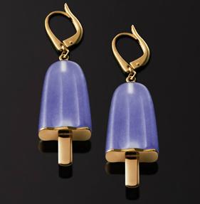 AMBROSINI JEWELS -  ORECCHINI ARGENTO 925��  ghiacciolo finitura ros�� pietra viola medi (21x14 mm)