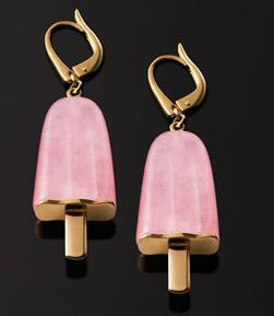 AMBROSINI JEWELS -  ORECCHINI ARGENTO 925��  ghiacciolo finitura ros�� pietra rosa medi (21x14 mm)