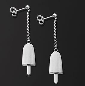 AMBROSINI JEWELS -  ORECCHINI ARGENTO 925��  ghiacciolo finitura bianca pietra bianca piccoli (14x8mm)