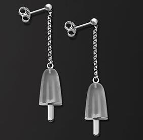 AMBROSINI JEWELS -  ORECCHINI ARGENTO 925��  ghiacciolo finitura bianca pietra ghiaccio piccoli (14x8mm)