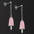 AMBROSINI JEWELS -  ORECCHINI ARGENTO 925��  ghiacciolo finitura bianca pietra rosa piccoli (14x8mm)