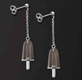 AMBROSINI JEWELS -  ORECCHINI ARGENTO 925��  ghiacciolo finitura bianca pietra marrone piccoli (14x8mm)