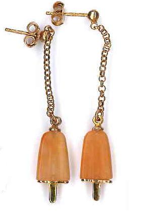 AMBROSINI JEWELS -  ORECCHINI ARGENTO 925��  ghiacciolo finitura ros�� pietra arancio piccoli (14x8mm)