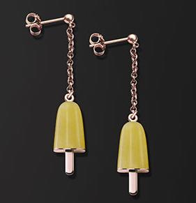 AMBROSINI JEWELS -  ORECCHINI ARGENTO 925��  ghiacciolo finitura ros�� pietra gialla piccoli (14x8mm)