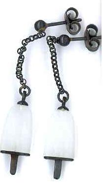 AMBROSINI JEWELS -  ORECCHINI ARGENTO 925��  ghiacciolo finitura brunita pietra bianca piccoli (14x8mm)
