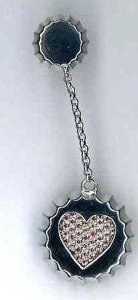 AMBROSINI JEWELS - 925 SILVER EARRINGS white finish cap with heart stones