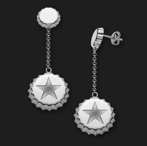AMBROSINI JEWELS - 925 SILVER EARRINGS white finish cap star