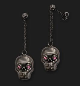 AMBROSINI JEWELS - ORECCHINI ARGENTO 925�� teschio finitura brunita