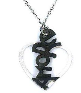 AMBROSINI JEWELS - PENDENTE ARGENTO 925�� cuore finitura bianca satinata scritta brunita