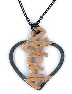 AMBROSINI JEWELS - PENDENTE ARGENTO 925�� cuore finitura brunita satinata scritta ros��