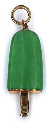 AMBROSINI JEWELS - 925 SILVER PENDANT ice lolly rose finish large green stone (26x15 mm)