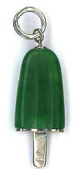 AMBROSINI JEWELS - 925 SILVER PENDANT ice lolly white finish medium green stone (29.5x13 mm)